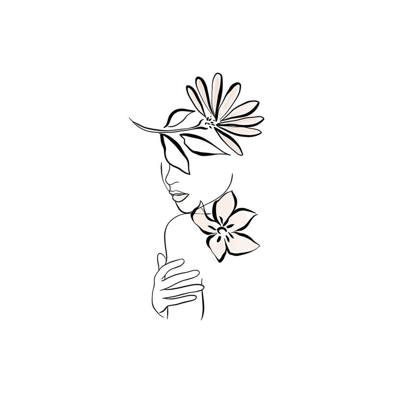 «Line Dessin Woman and Floral» par Leah Straatsma (18 X 24) # LSRC164A