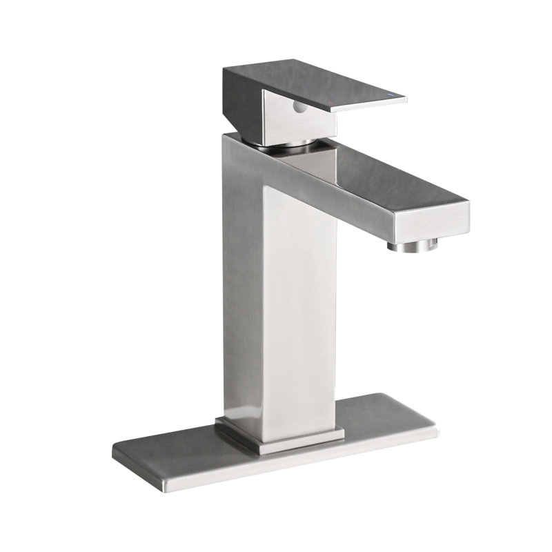 Bathroom Faucet Single Hole, Single Handle Stainless Steel Faucet For Bathroom Sink With Deckplate And Drain Assembly