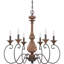 Lustre classique à six lumières de style bougie avec détails en bois Virat