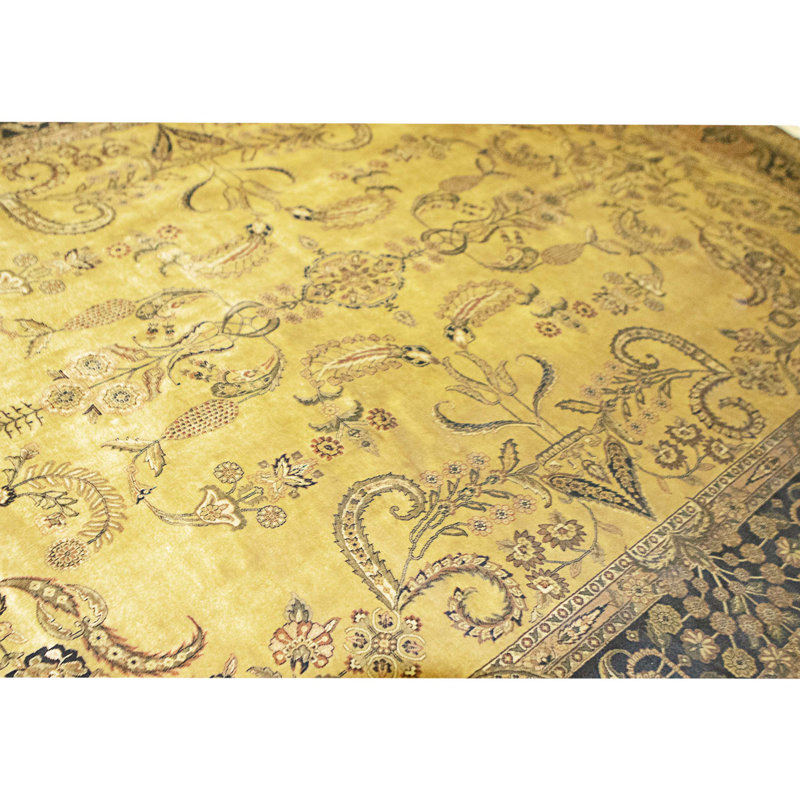 Hand Knotted Wool Area Rug in Gold And Black