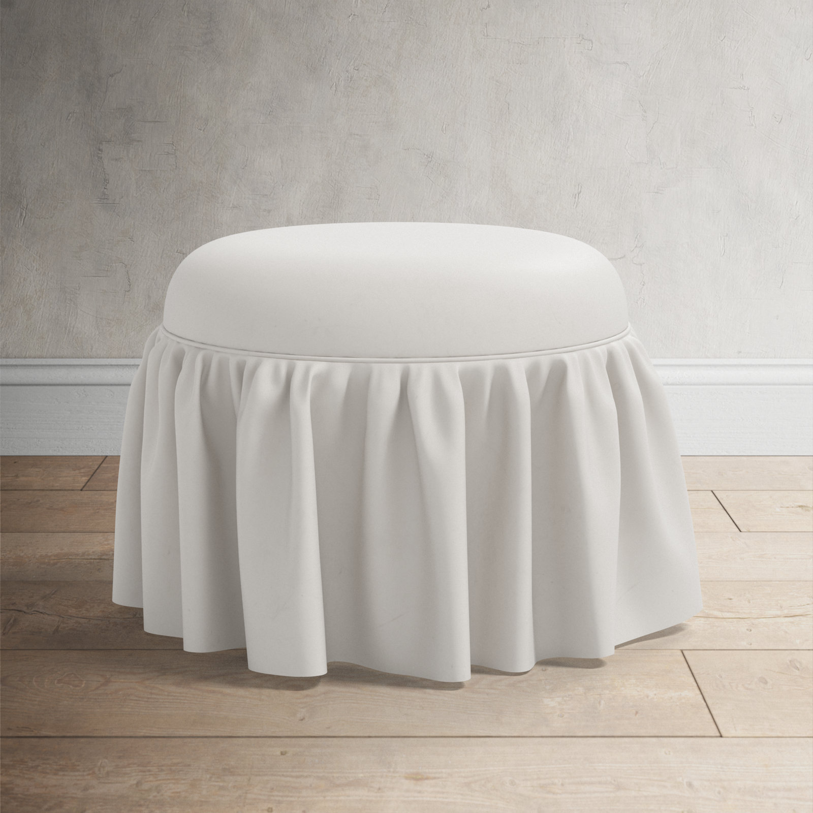 Jebb Upholstered Ottoman, Bella Light Gray Performance Velvet