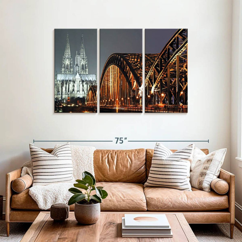 Pont vers la cathédrale de Cologne, H 36 po x l 57 po