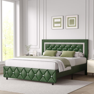 Alber Faux Leather Diamond Tufted Platform Bed - Headboard Included