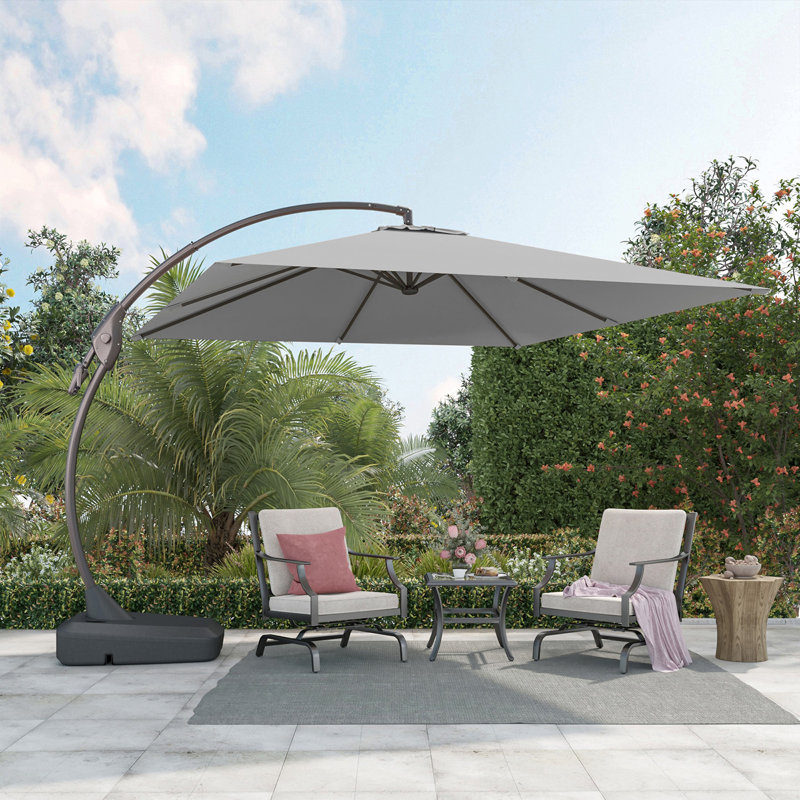 Desiree 9'10" Square Cantilever Sunbrella Umbrella, Canvas Charcoal