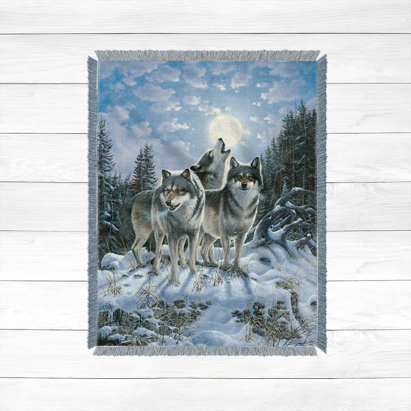 Jeté tissé Black Bear Family, 50 po x 60 po, À la lune