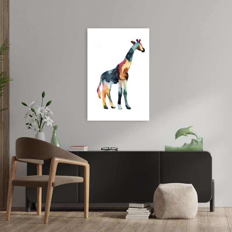 Girafe, art mural contemporain abstrait, 36" H x 24" W