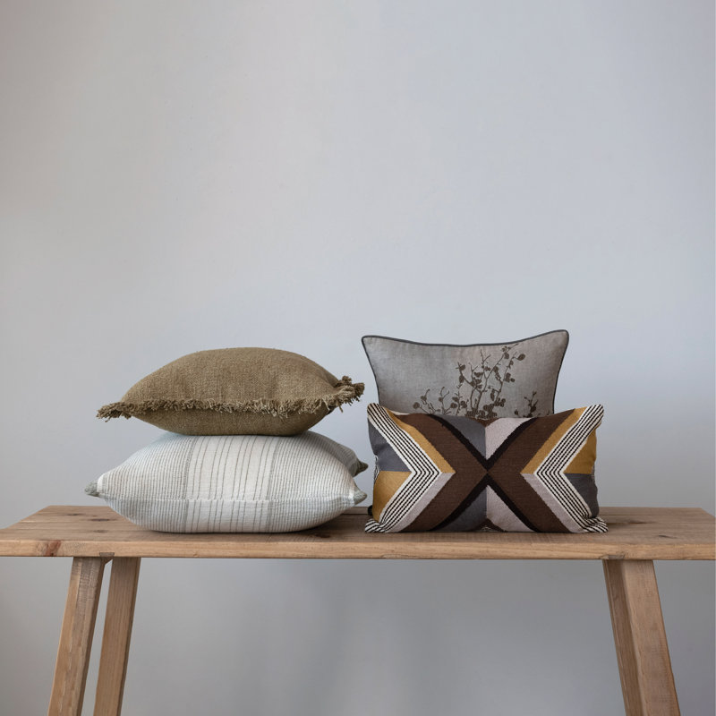 Embroidered Cotton Throw Pillow
