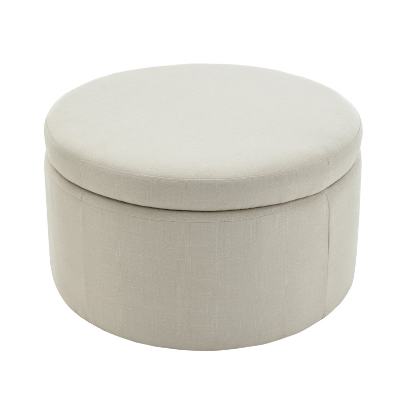 Repose-pieds rond en tissu Gennero, Beige