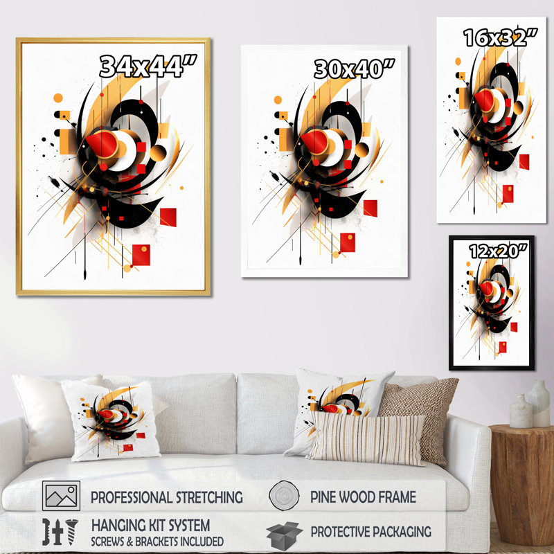 Symphonie abstraite rouge et noire sur toile, 20" H x 12" W, Toile tendue