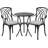 3 Piece  Cast Aluminum Outdoor Bistro Table and Chairs Set of 2 with Cushion,Patio Bistro Sets with 1.97" Umbrella Hole for Garden,Black