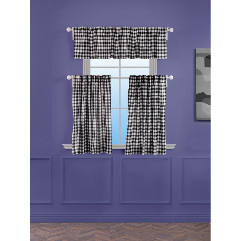  Rideau de cuisine Gingham, Noir, L 50 po x L 24 po