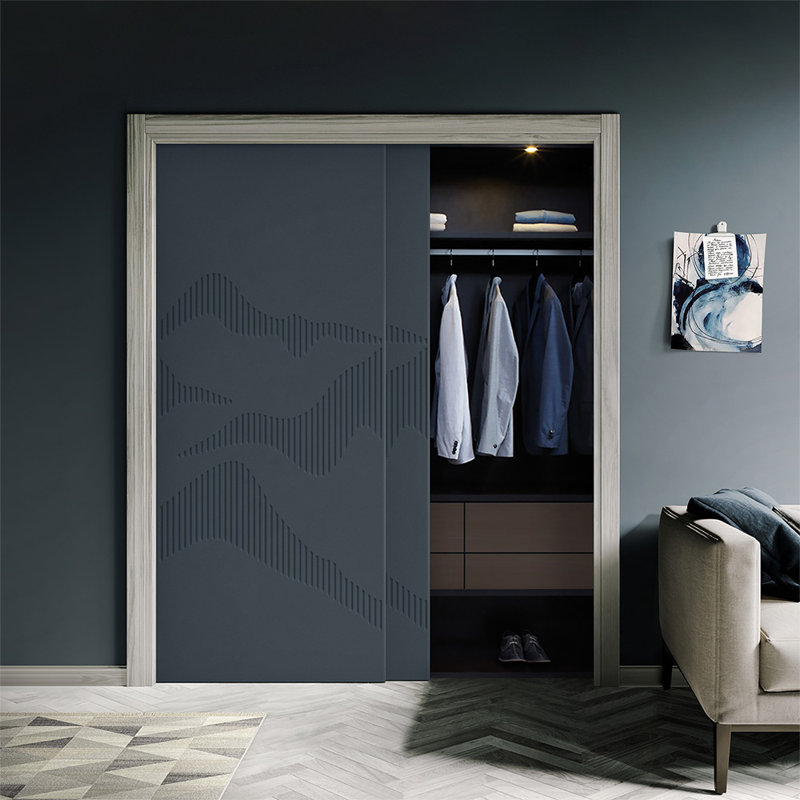 Portes de placard à panneaux et en bois, Gris anthracite, 48 po x 84 po
