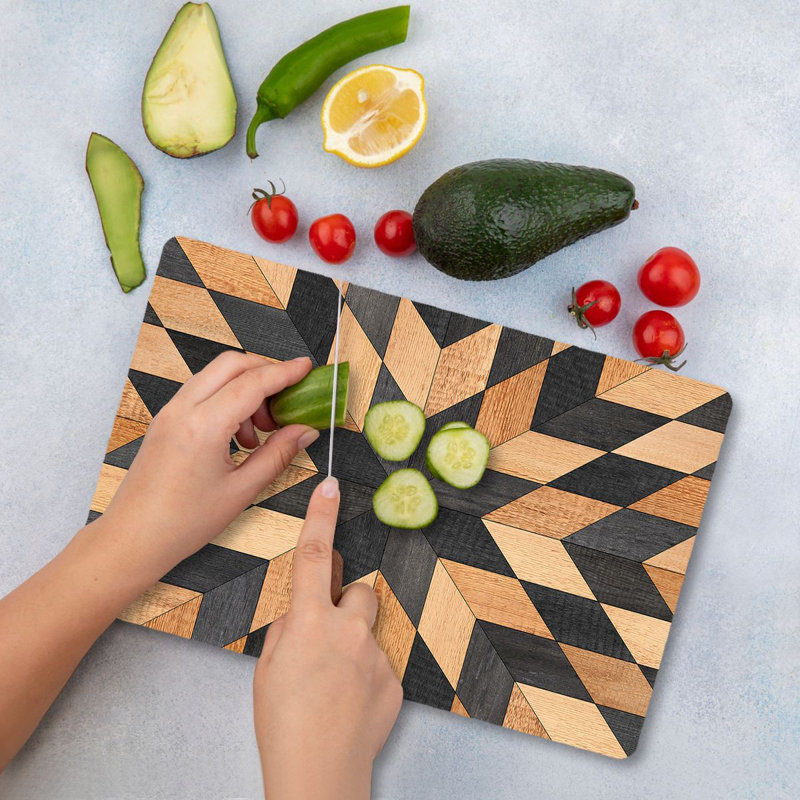 Flourish Premium Tempered Glass Cutting Board, 11.8 x 15.7 inches | Antibacterial, Easy Clean, Non-Slip Silicone Feet | 100% Durable Glass, Thickness: 0.16 inches | Ideal for Kitchen Prep, Safe & Stylish Cooking Solution
