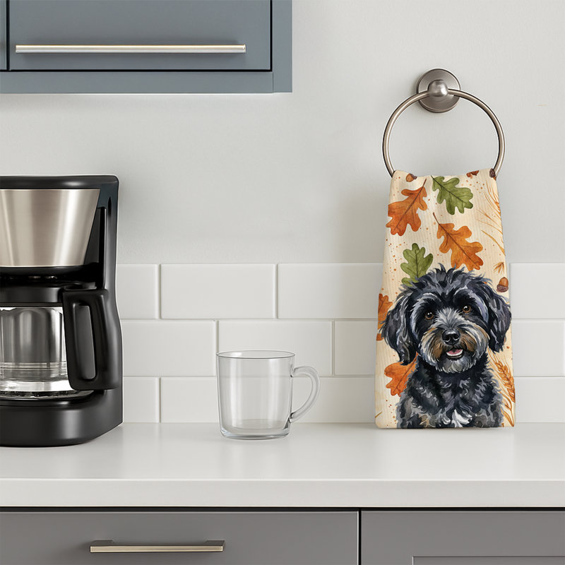 Black Havanese Heirloom Fall Kitchen Towel, Black Havanese