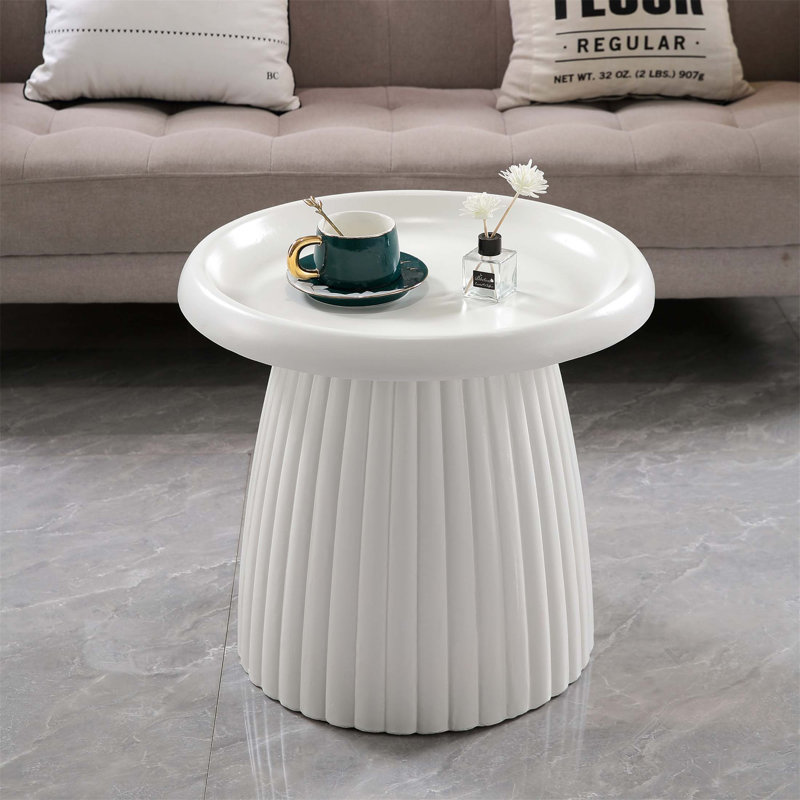 Table d'appoint ronde à piédestal en oxyde de magnésium 19,69 po, support décoratif texturé pour le salon, l'entrée et la décoration intérieure