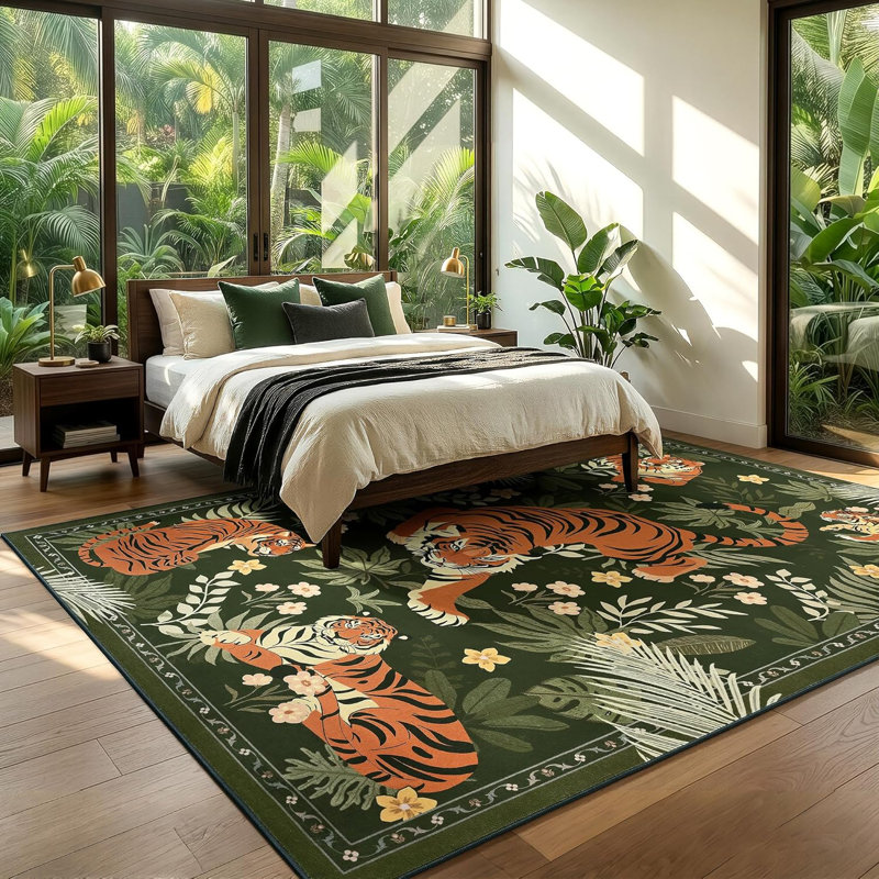 Tapis lavables à la machine Lochas, Rectangle 6 pi x 9 pi, Vert