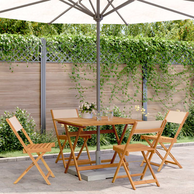 4 - Person Acacia Wood Patio Dining Set with Square Table