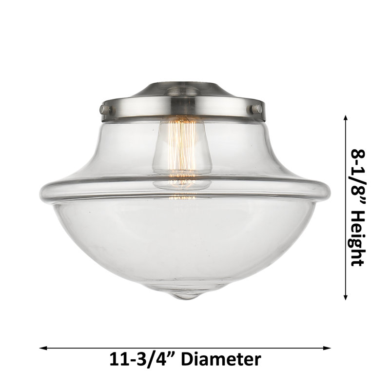 Baptiste Glass Semi Flush Mount, Brushed Brass, Matte White, 6 Watt Vinage LED Bulb