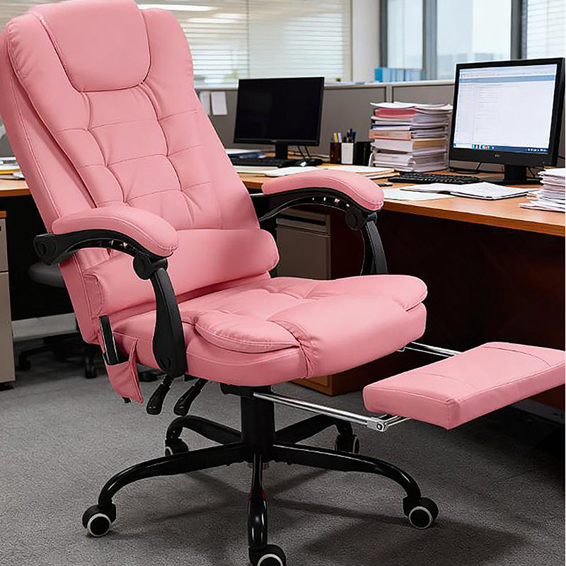 Fauteuil de massage vibrant à 7 points avec dossier haut et fonction inclinable, rose