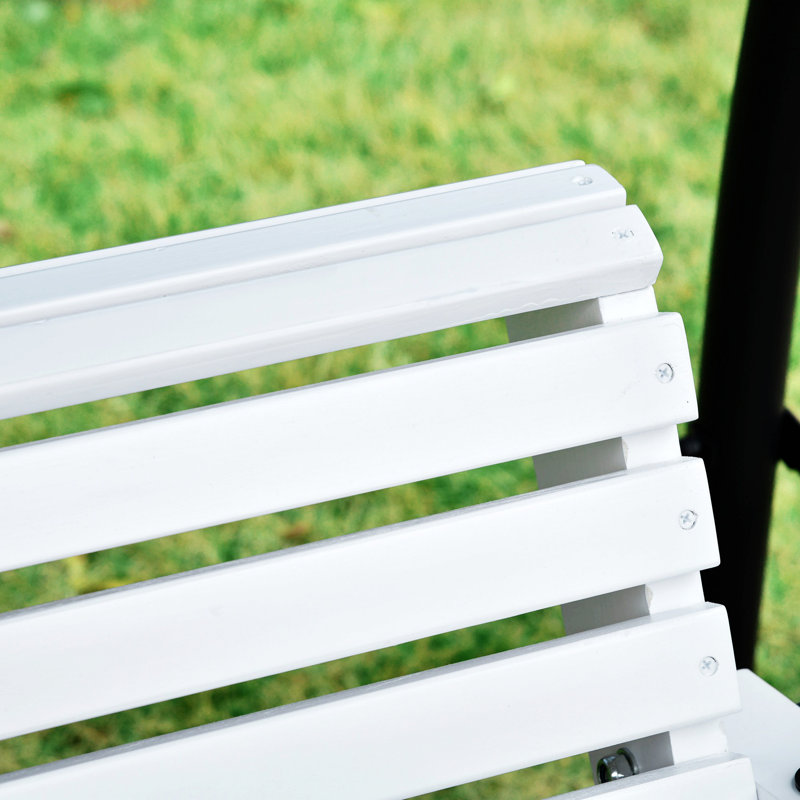 Banc de patio en bois avec porte-gobelets et chaînes