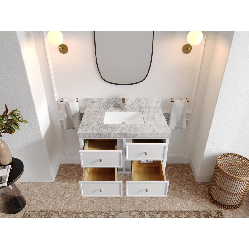 Roswell flottant 36 po X P 22 po De salle de bain Marbre de Carrare