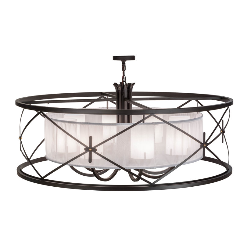 Penelope 8-Light Bronze Drum Chandelier with Glass Shades