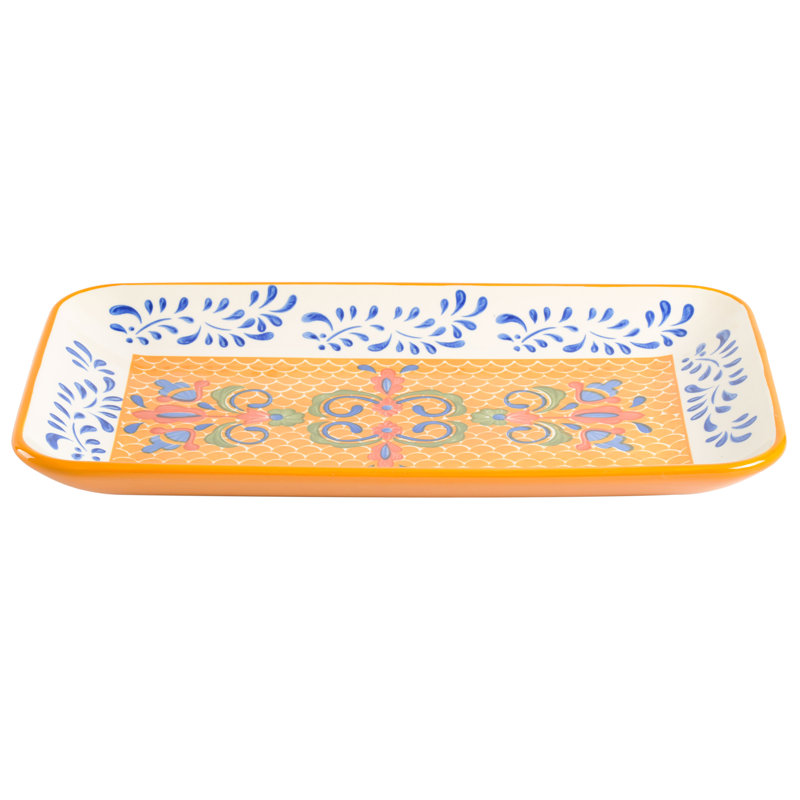 Service de table peint à la main, plateau rectangulaire (14,8 po x 8,5 po), assorti