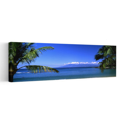 Palm Trees On The Beach, Kapalua Beach, Molokai, Maui, Hawaii,  Abstract Contemporary Palm Tree Landscape Nature Wall Art