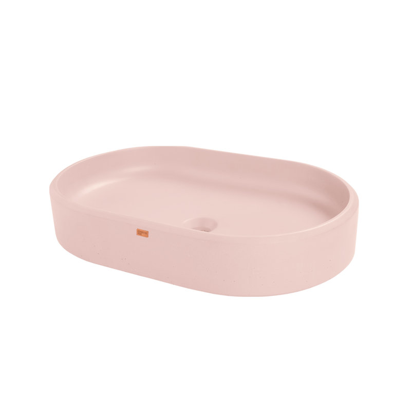 Konkretus Ubud 14.5'' Concrete Oval Bathroom Sink, Coral Light Red
