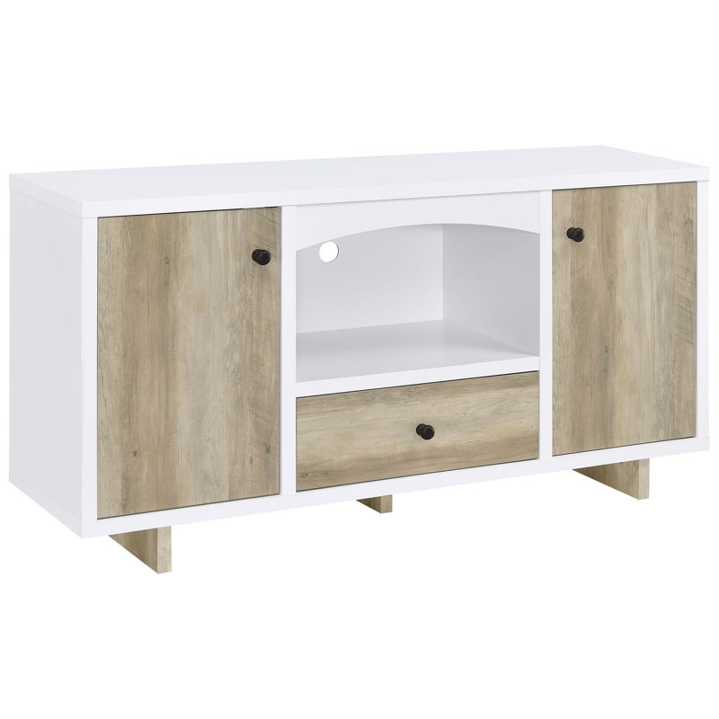 Crédence de rangement 2 portes Moyo Modern Modern - Pin blanc et pin vieilli