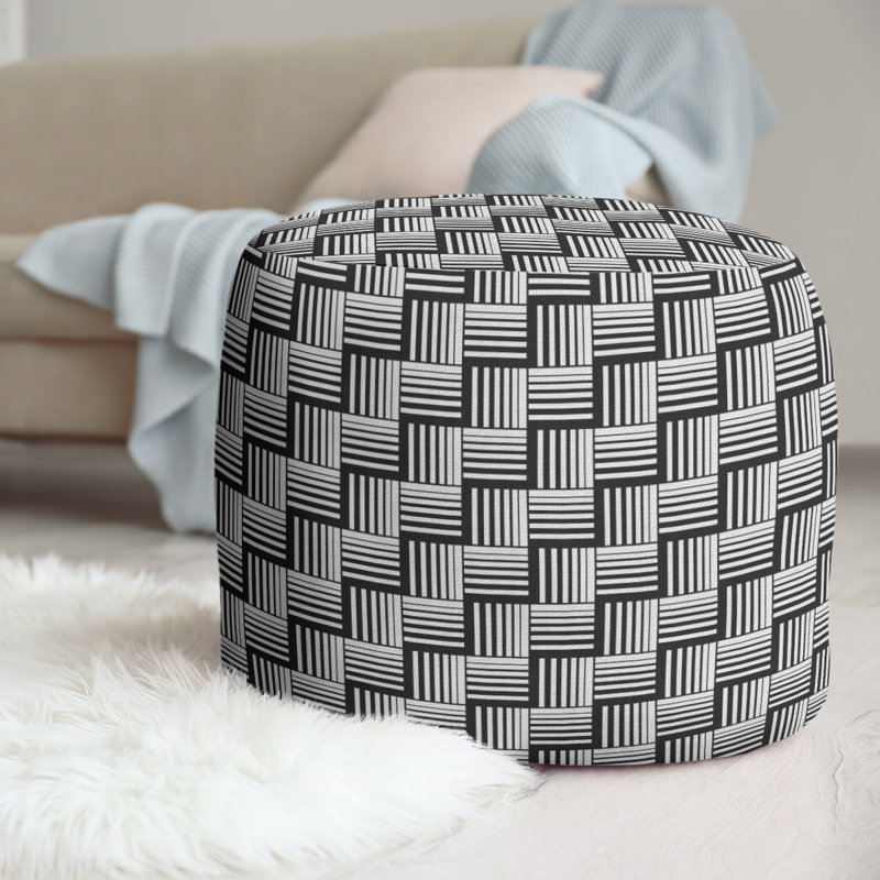 repose-pieds à rayures classic basketweave, Blanc / noir