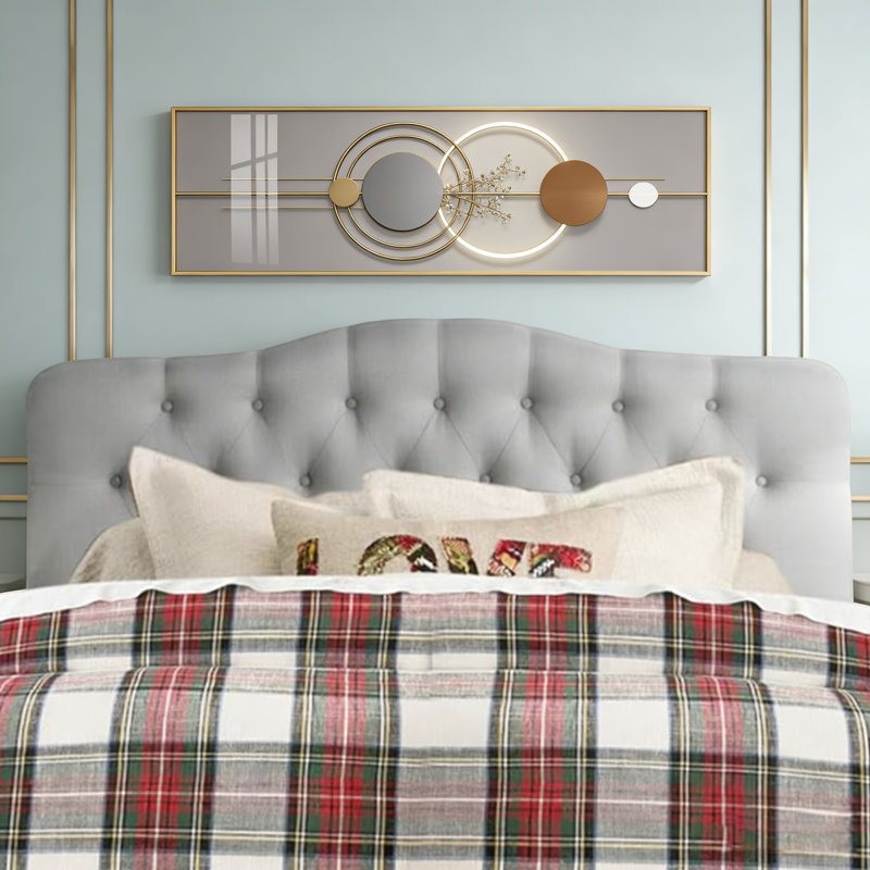 Linen Upholstered Headboard-Modern-Adjustable Height-Button Tufting, Gray, Full