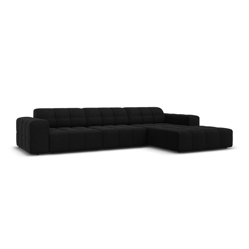 Chicago 4 Seater Corner Sofa, Right Hand Facing, Black
