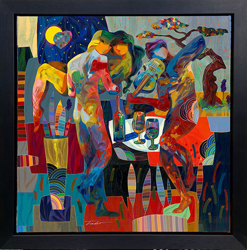Romance Dance, peinture sur toile par Tadeo Zavaleta, encadrée 32 x 32