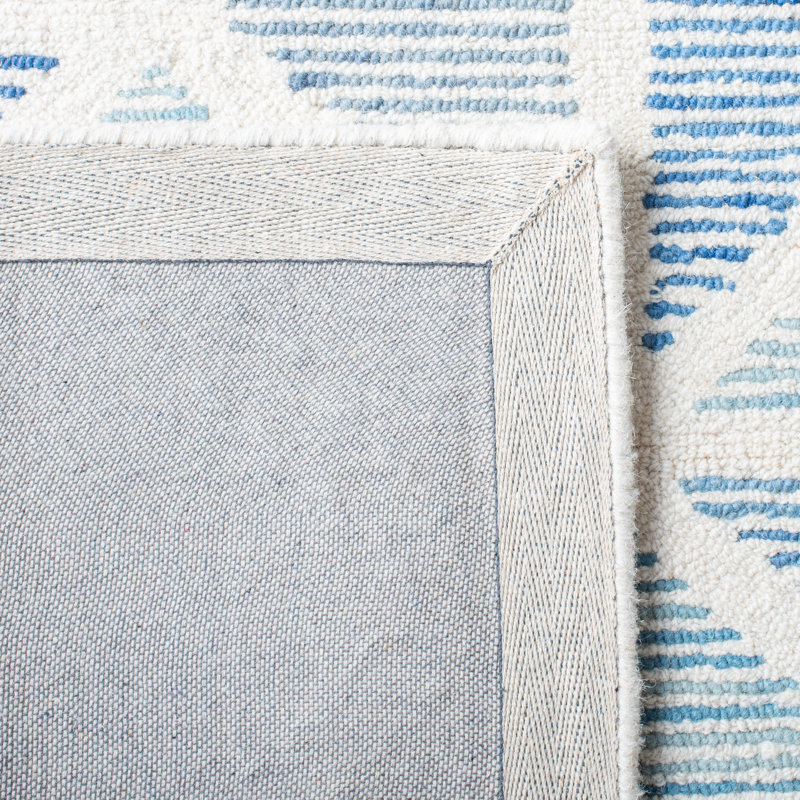 Tapis géométrique en laine / coton touffeté à la main Kollman, Tapis de couloir 2 pi 3 po x 8 pi