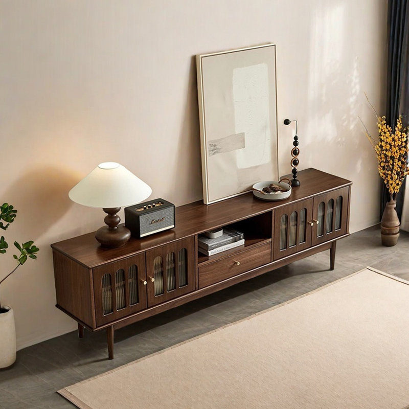 Solid Wood TV Stand Retro Style, 70.86" W