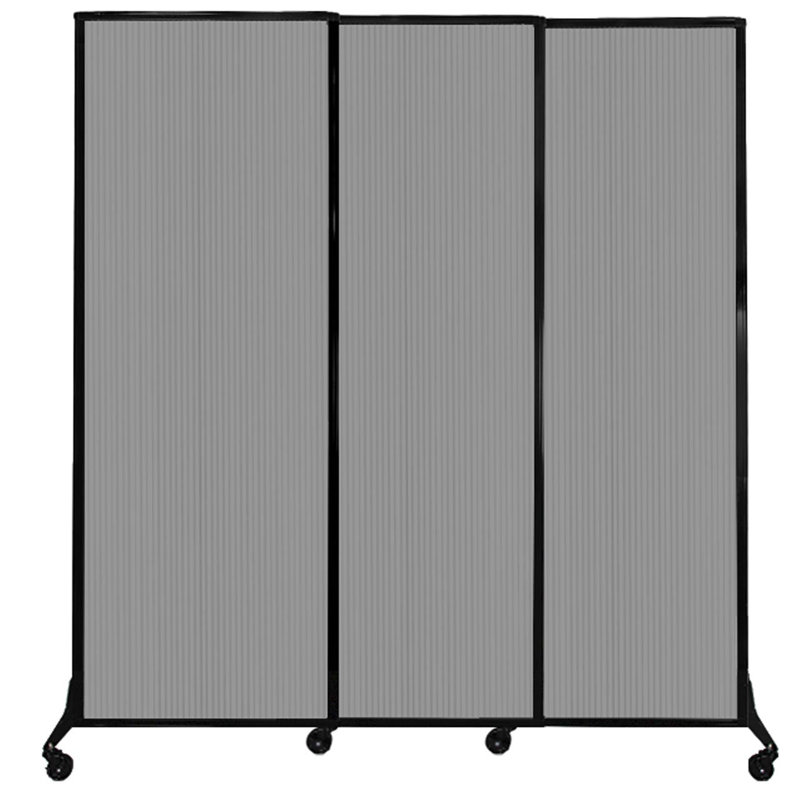 QuickWall 3 Panel Sliding Partition, Light Grey Fluted, 84" H x 88" W