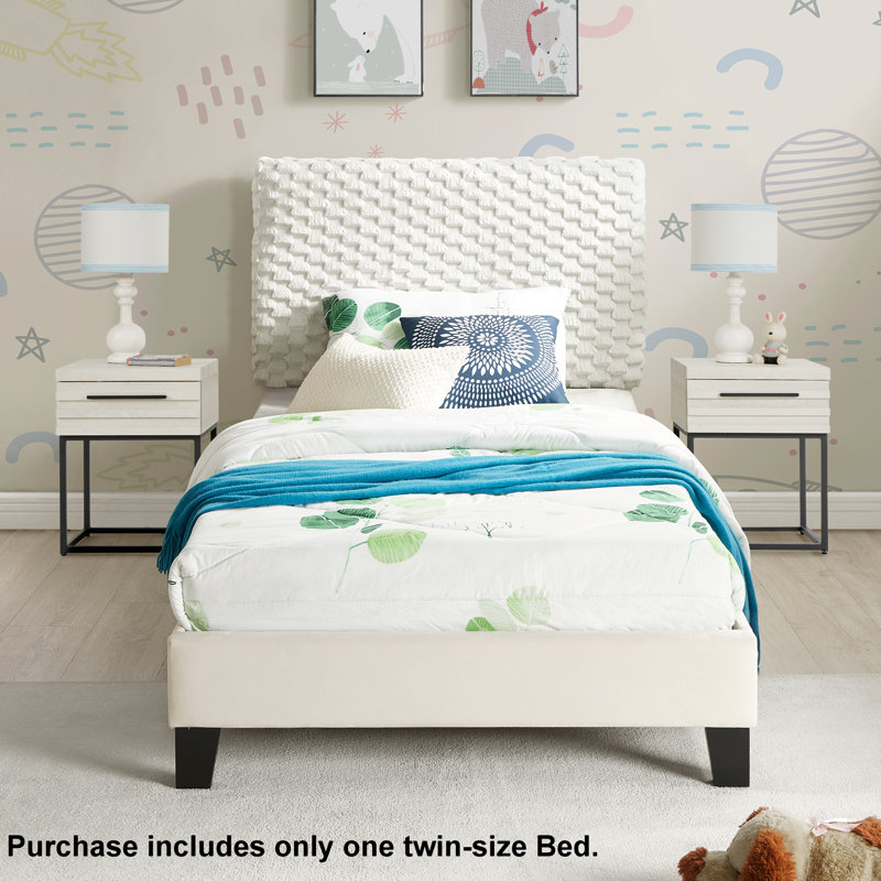 Lit plateforme tapissier Findlay Plush 3D, Lit simple