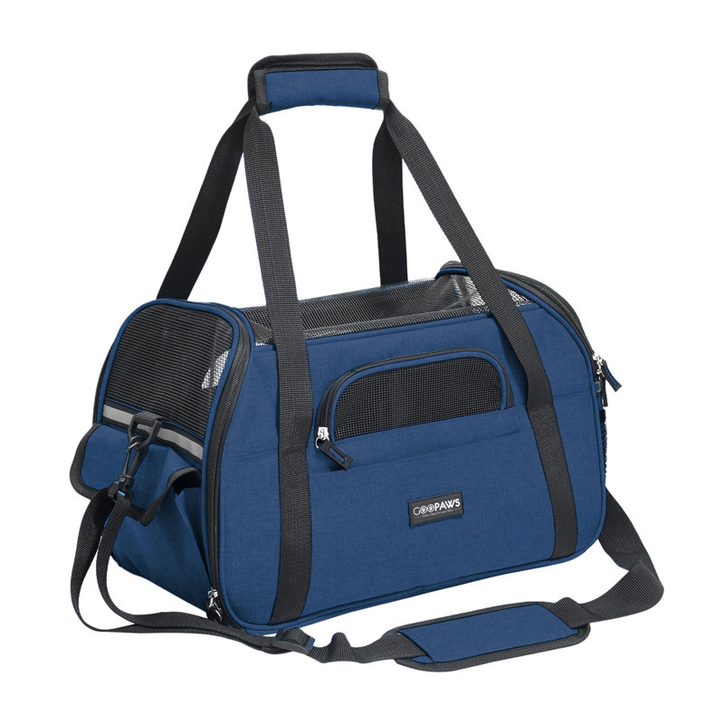 Sac de transport souple pour animal de compagnie, 17 po, bleu marine, H 11,5 po x l 17 po x P 9 po