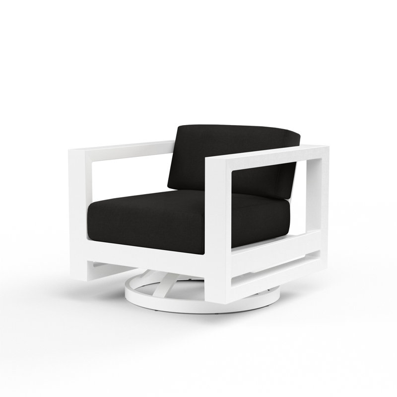 Newport Outdoor Swivel Lounge Chair, Spectrum Carbon Sunbrella® Plainweave
