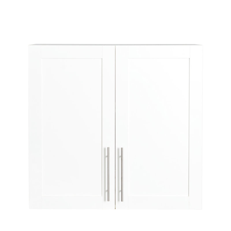 Armoire blanche empilable 11,87 po x l 31,66 po H 29,17 po - Spacieuse et polyvalente avec tablettes mobiles et cloison pour le rangement mural de la salle de lavage, espace supplémentaire