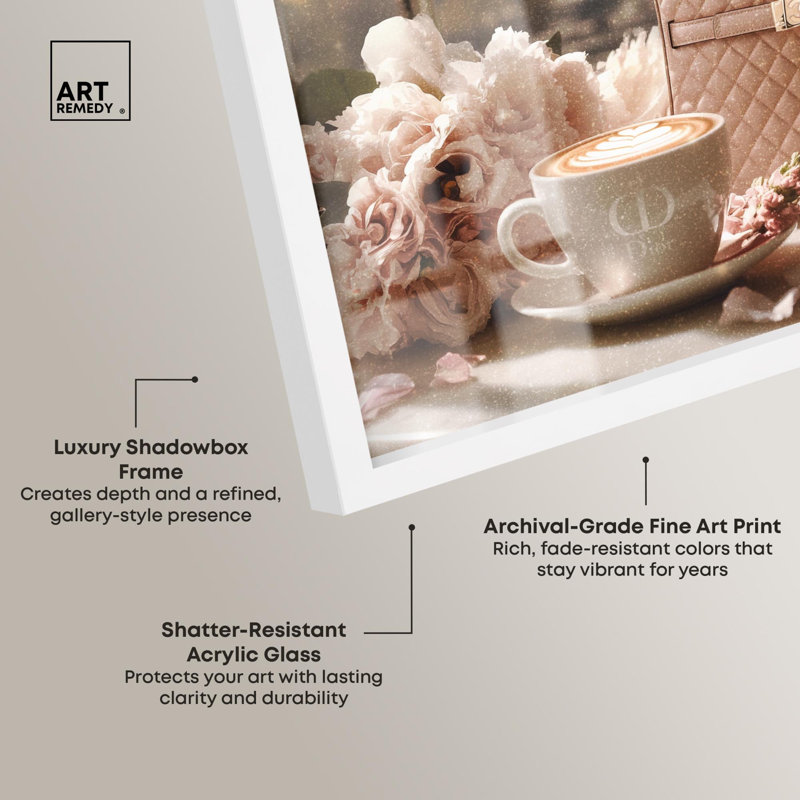 «Glam by the Window Paris Shadowbox Print» par Art Remedy, H 25 po x l 25 po, Blanc