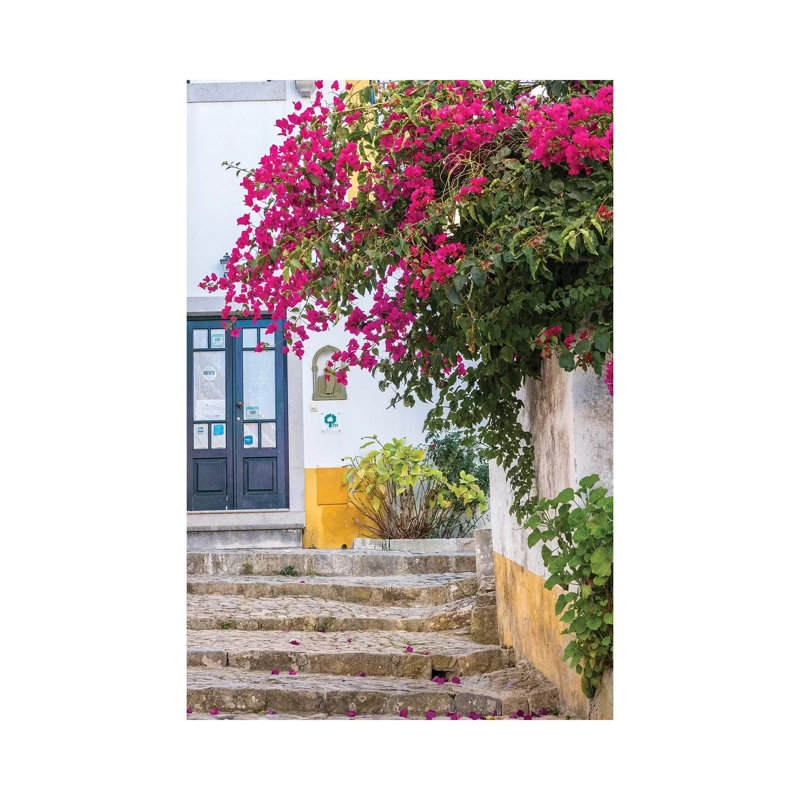 Beautiful Bougainvillea Blooming In Town I, Portugal, Obidos, Portugal 1 Piece Wrapped Canvas Painting