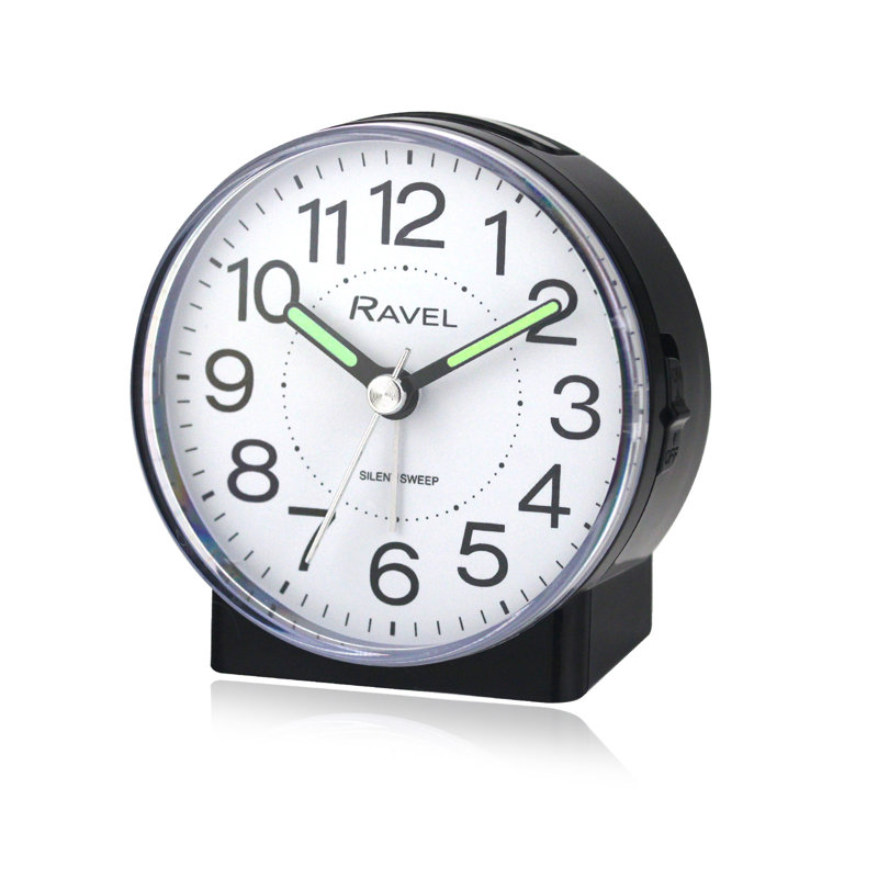 Analogue Quartz Movement / Crystal Alarm Tabletop Clock, Black