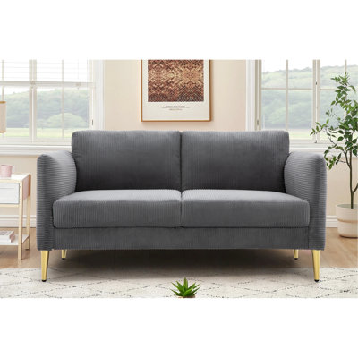 Velours côtelé moderne, 61,26 po de largeur, 5,5 po d'épaisseur, coussins, bois massif, convient aux coins de lecture, accoudoirs carrés, sièges confortables, petits espaces idéaux