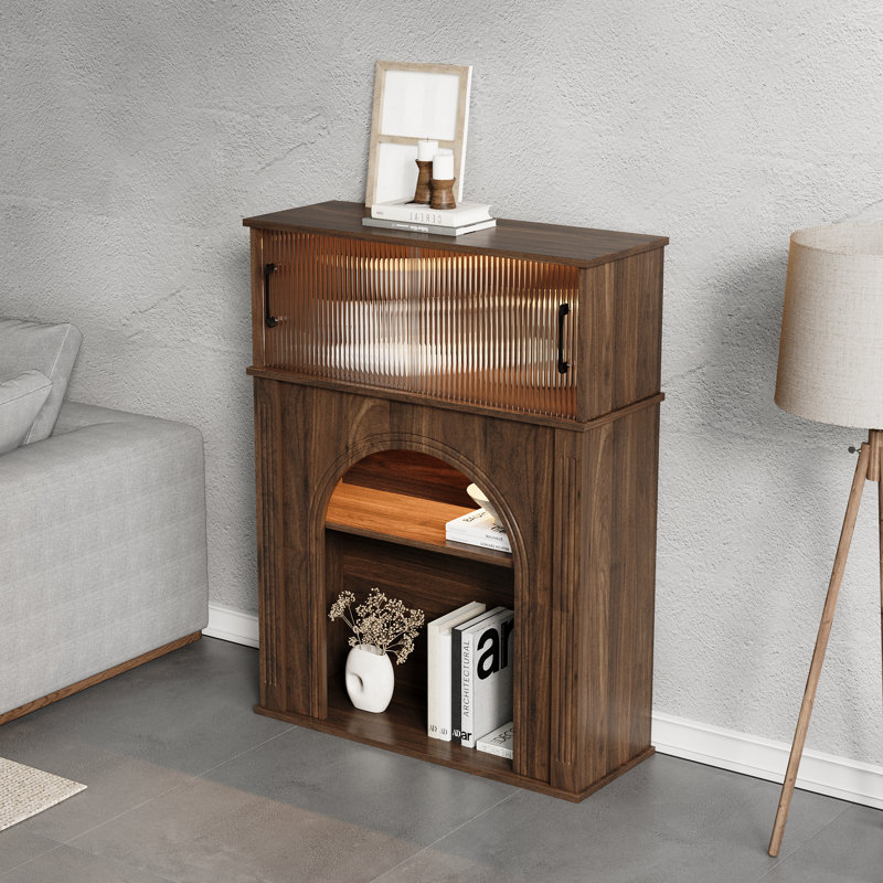 Armoire de rangement en bois de noyer de 31 po avec verre givré