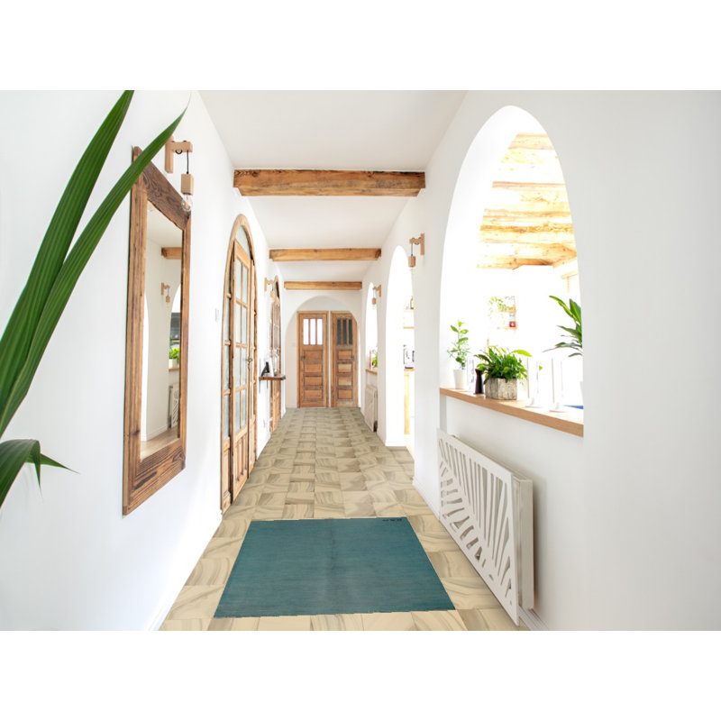 Tapis de vestibule oriental bleu sarcelle Gabbeh 3 x 4