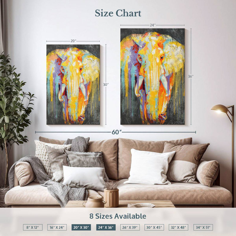 Brampt Elephant Paint Drip, 36" H x 24" W