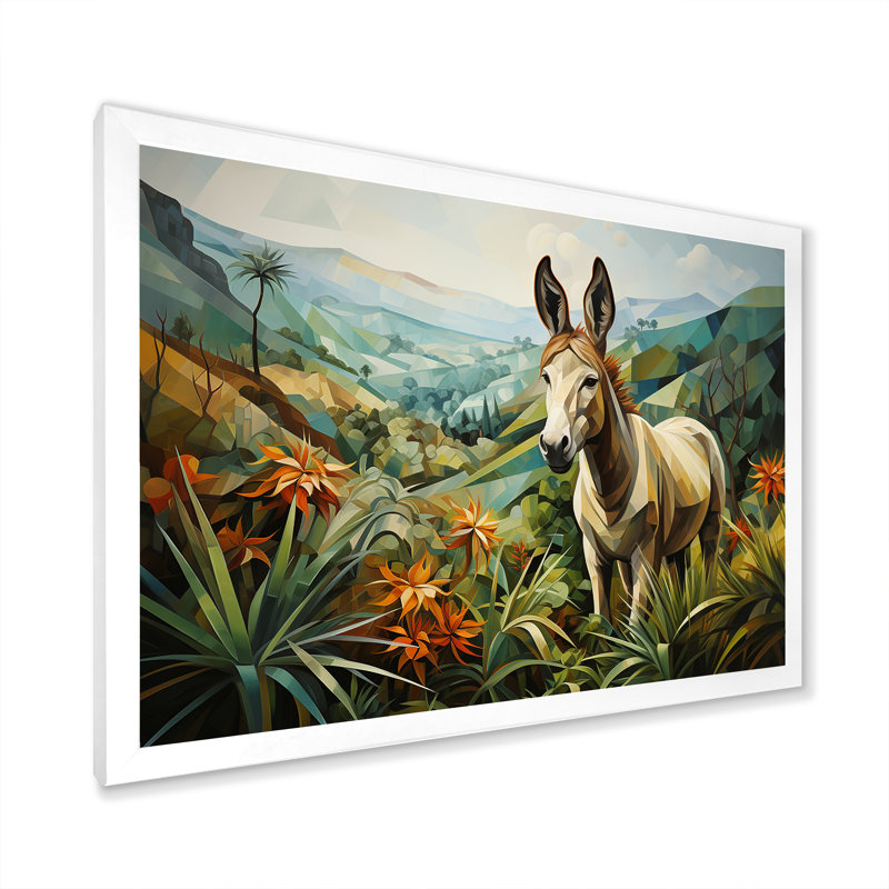 "Horizon d'âne campagne VI" - art mural âne, Cadre d'angle fermé blanc, L 16 po x H 32 po x P 1 po