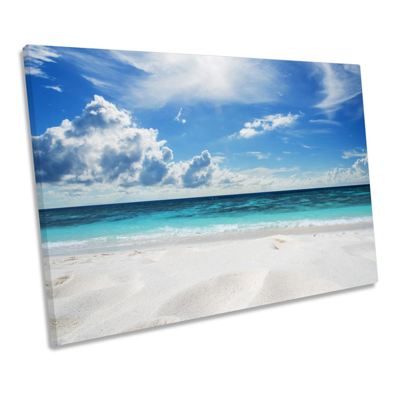 Blue Beach Seascape - Wrapped Canvas Print, 91.4cm H x 137.2cm W x 4cm D